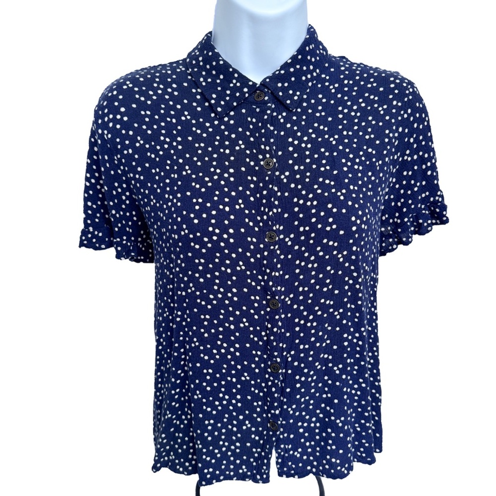 Navy Blue Polka Dot Blouse